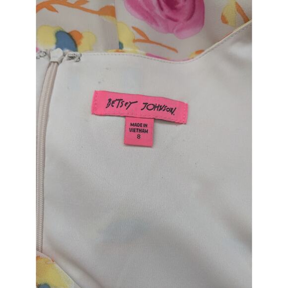NWT Sz 8 Vintage Betsey Johnson Pink Floral Dress Empire Waist - Picture 7 of 7